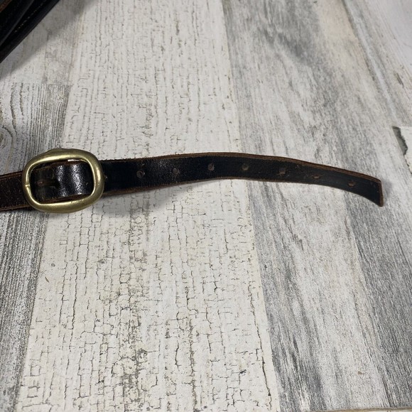 Vintage Cheney England Black Leather Saddle Bag No Key Crossbody Steampunk - Picture 5 of 10